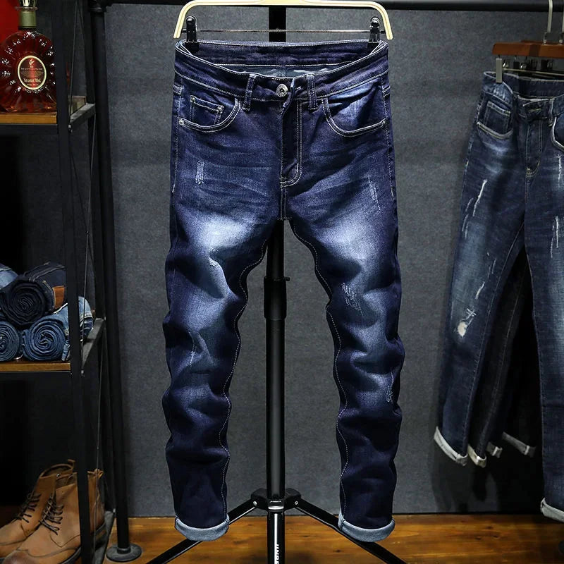 New Spring Autumn Korean Fashion Stretch Denim Boys Boyfriend Jeans Designer Clothes Skinny Trousers Male Slim Blue Ripped Pants