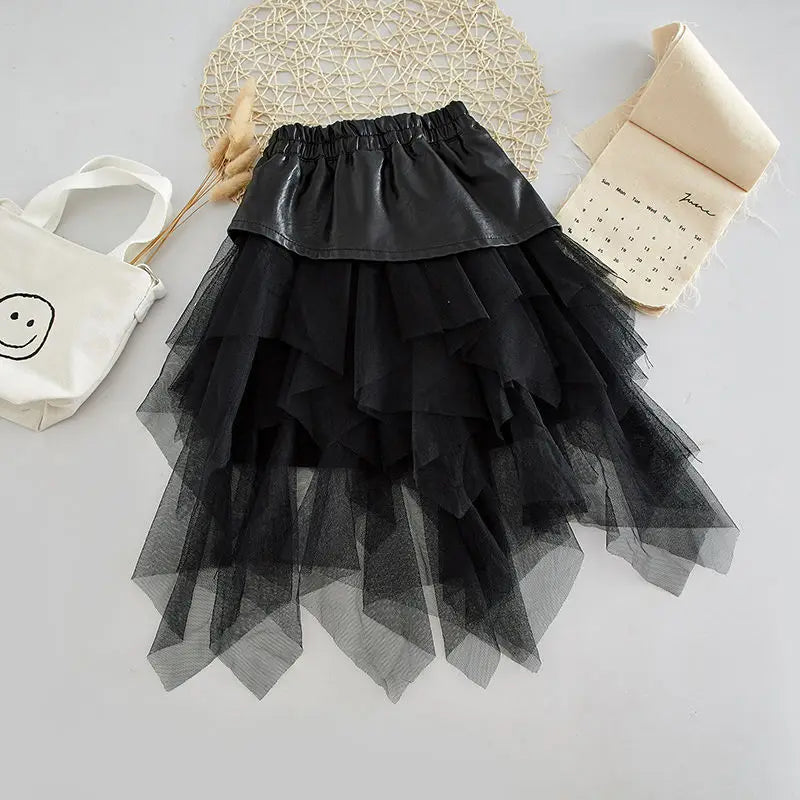 2025 new spring autumn Girls Kids leather PU zipper skirt comfortable cute baby Clothes Children Clothing