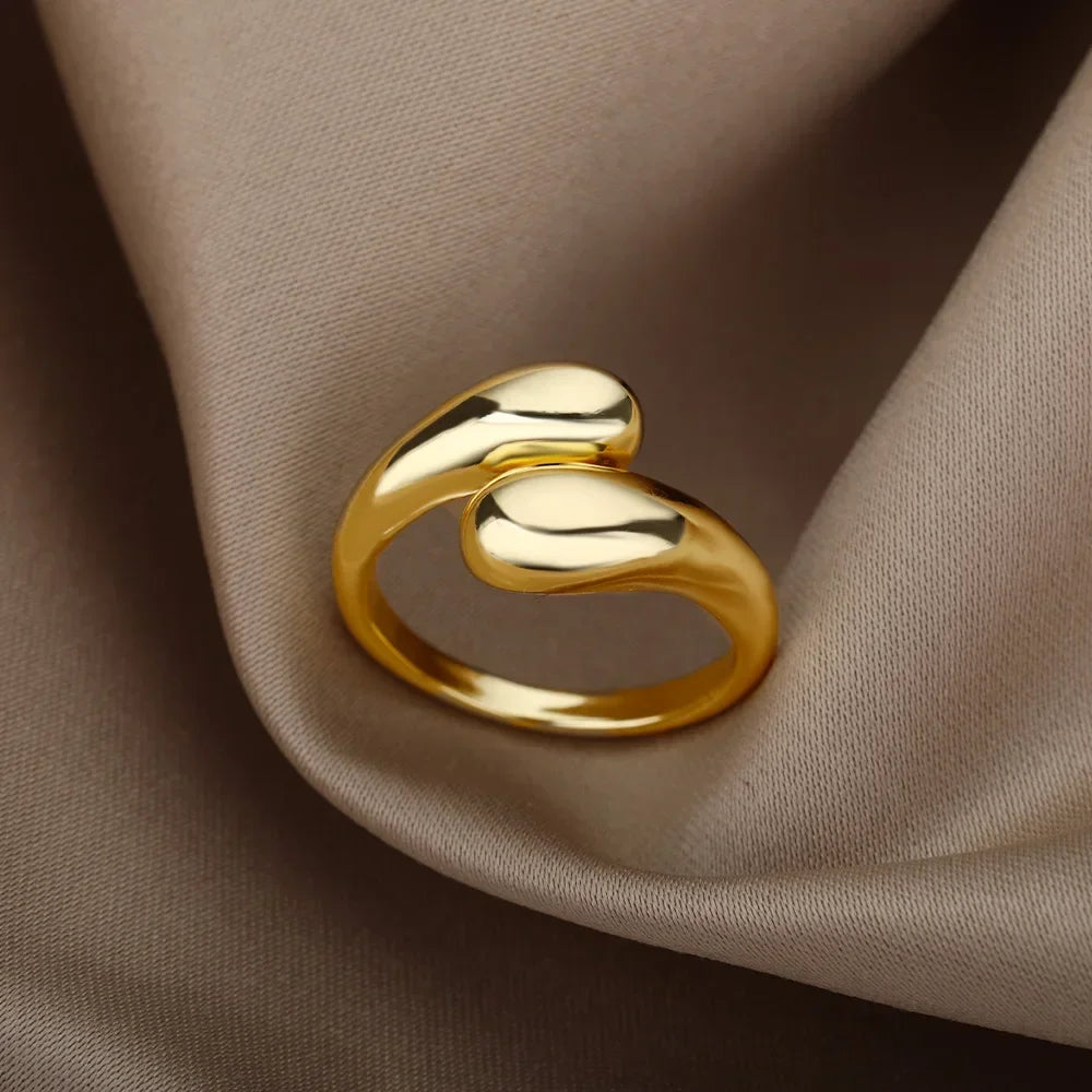 Women's Stainless Steel Heart Ring Gold Waterproof