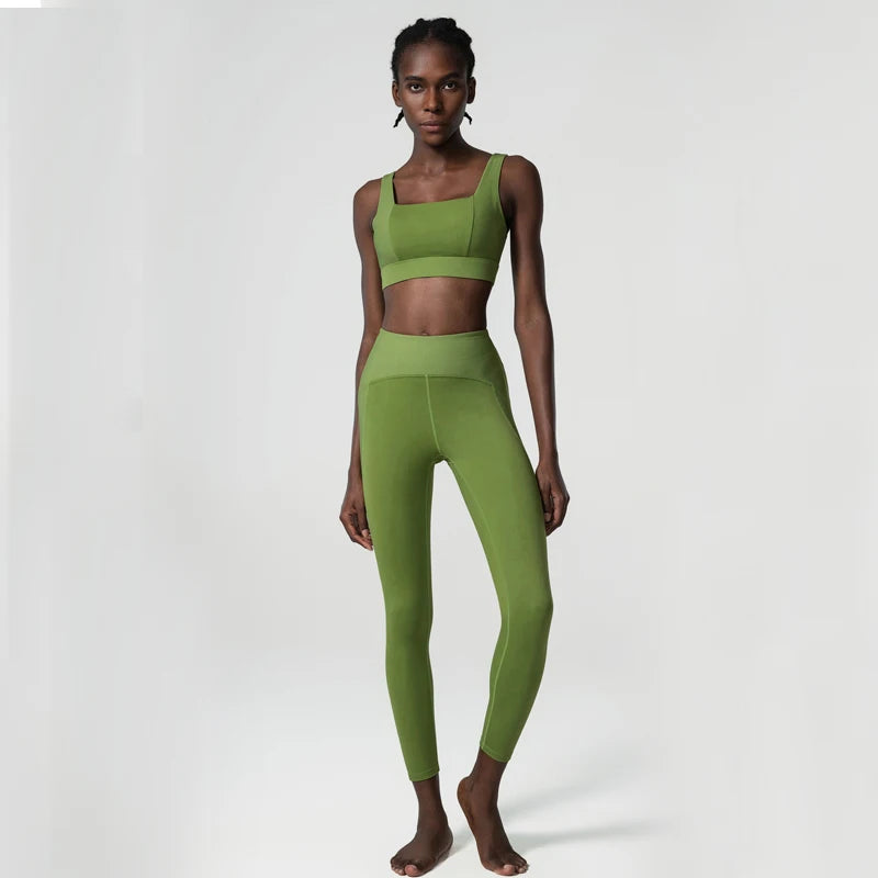 2/3 Pieces Fitness Yoga Set Women Solid Color Stretch Athletic Suit Sexy Bra Zipper Jacket High Waist Leggings Female Sportswear