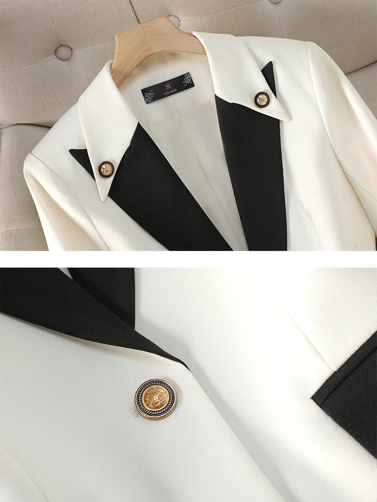 Fashion Red Black Beige Women Pant Suit 2 Piece Set Office Ladies Female Business Work Wear Formal Blazer Jacket And Trouser