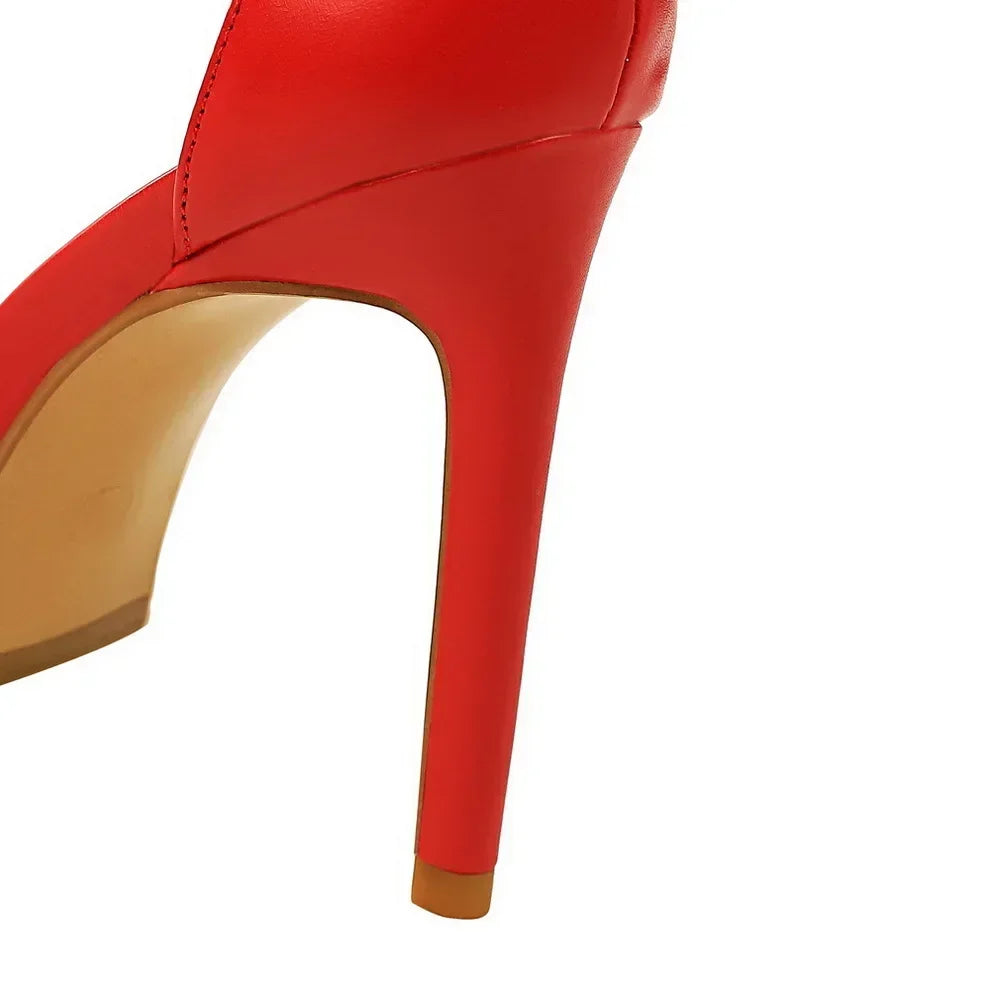 Women Sexy Club 10cm High Heels Stripper Gladiator Holiday Sandals Lady Daily Ankle Strappy Red Khaki Nightclub Dress Sandles