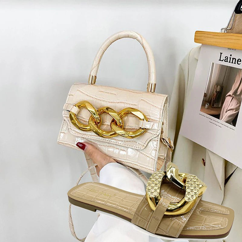 High Quality PU Purses And Sandals Sets For Women