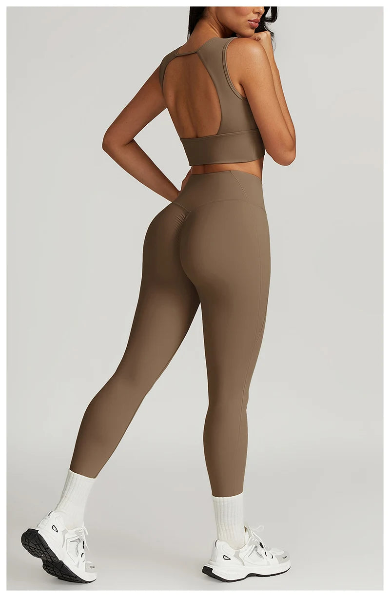 2 Pieces Yoga Suit Women Sexy Tight-Fitting Fitness Sports Set Gym Bra Elasticity High Waist Leggings Female Athletic Wear 8793