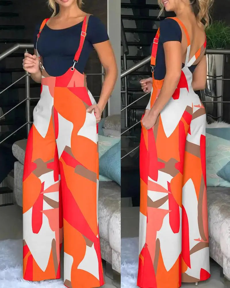 New Spring And Autumn Cute Style Fresh And Sweet Women's Lantern Pants Thin Women's Printed Jumpsuit Sleeveless With Pocket 2024