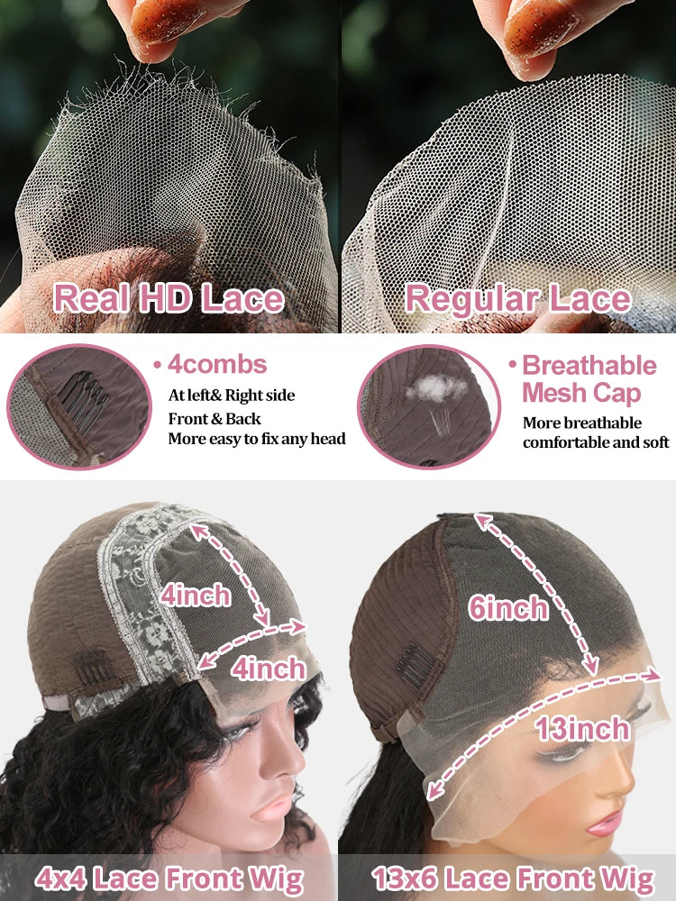 42 40 Inches Curly Wigs 100% Human Hair 13x6 Hd Lace Frontal Wig Brazilian Loose Deep Wave 4x4 Lace Closure Wigs Pre Plucked
