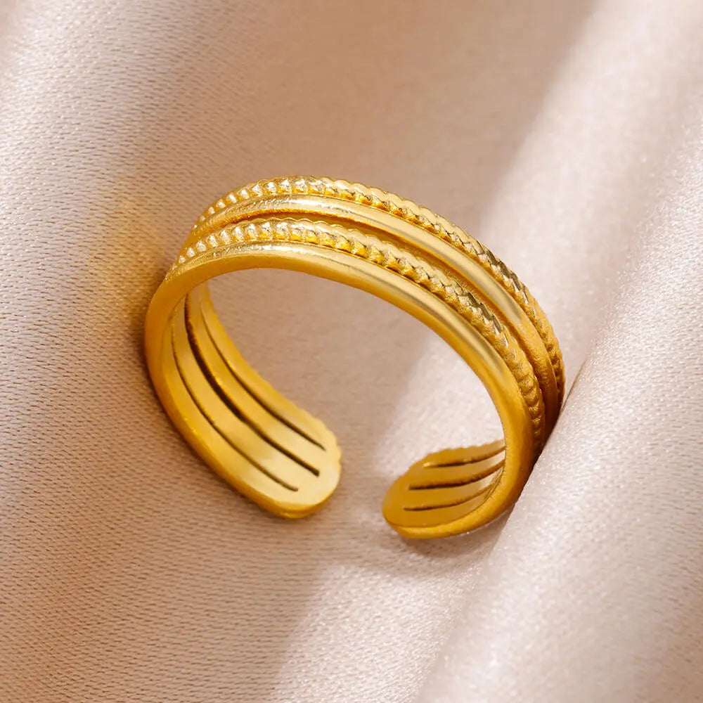 Stainless Steel Luxury Gold Color Rings for Women