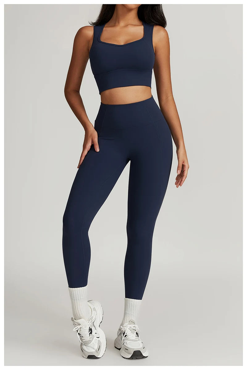 2 Pieces Yoga Suit Women Sexy Tight-Fitting Fitness Sports Set Gym Bra Elasticity High Waist Leggings Female Athletic Wear 8793