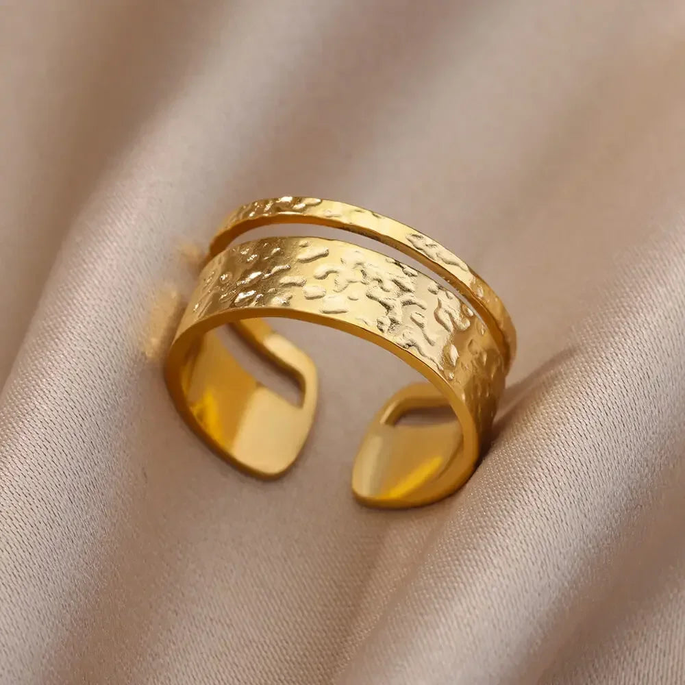 Women's Stainless Steel Heart Ring Gold Waterproof