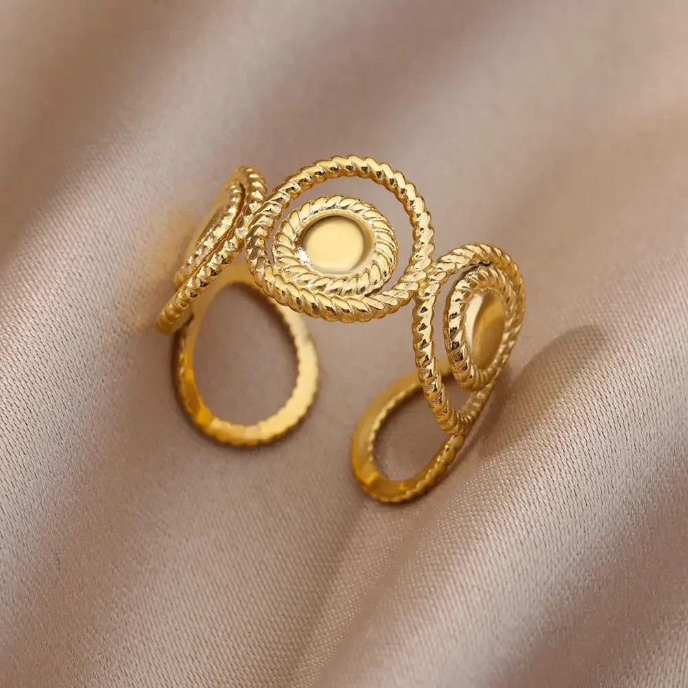 Women's Stainless Steel Heart Ring Gold Waterproof