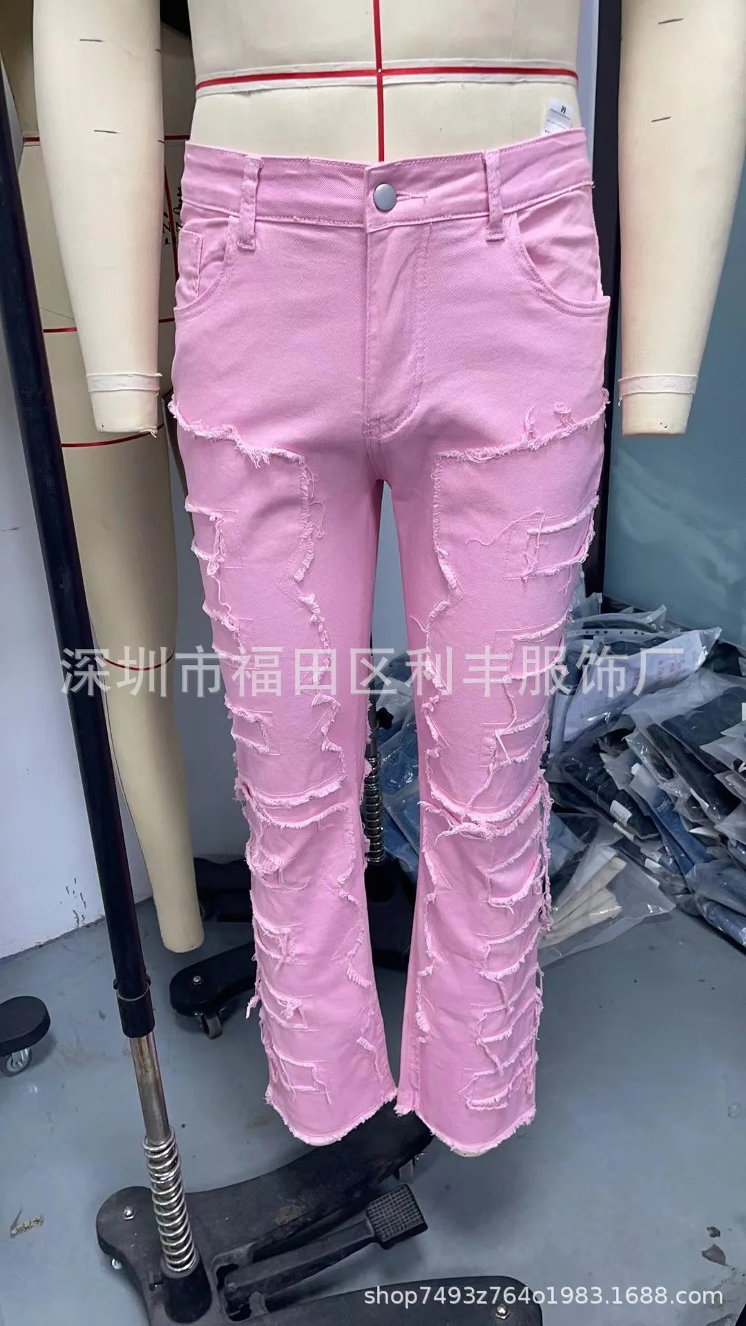 2024 Spring Summer New Men's Clothing Fashion Solid Color Elastic Patch Denim Straight-Leg Pants Jeans