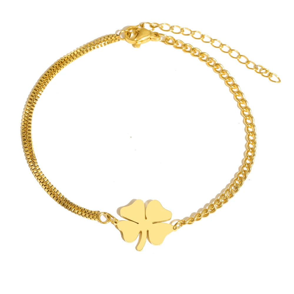 Women's Lucky Clover Bracelet Stainless Steel Non-Fading