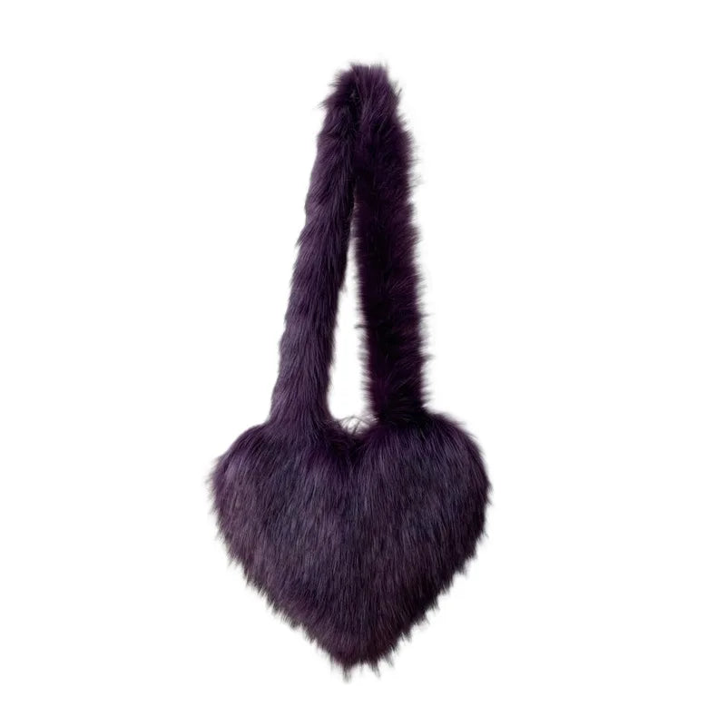 Fluffy Plush Heart Shaped Women bags