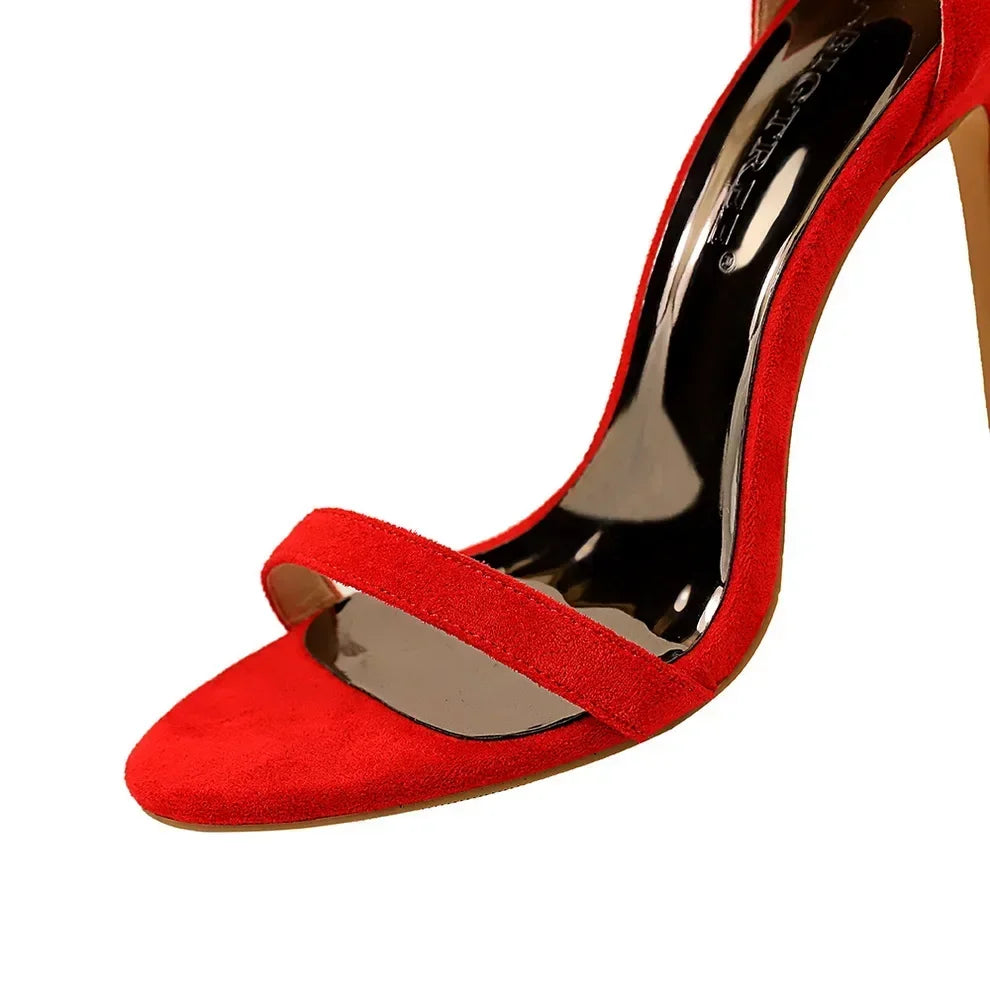 Women Sexy Club 10cm High Heels Stripper Gladiator Holiday Sandals Lady Daily Ankle Strappy Red Khaki Nightclub Dress Sandles