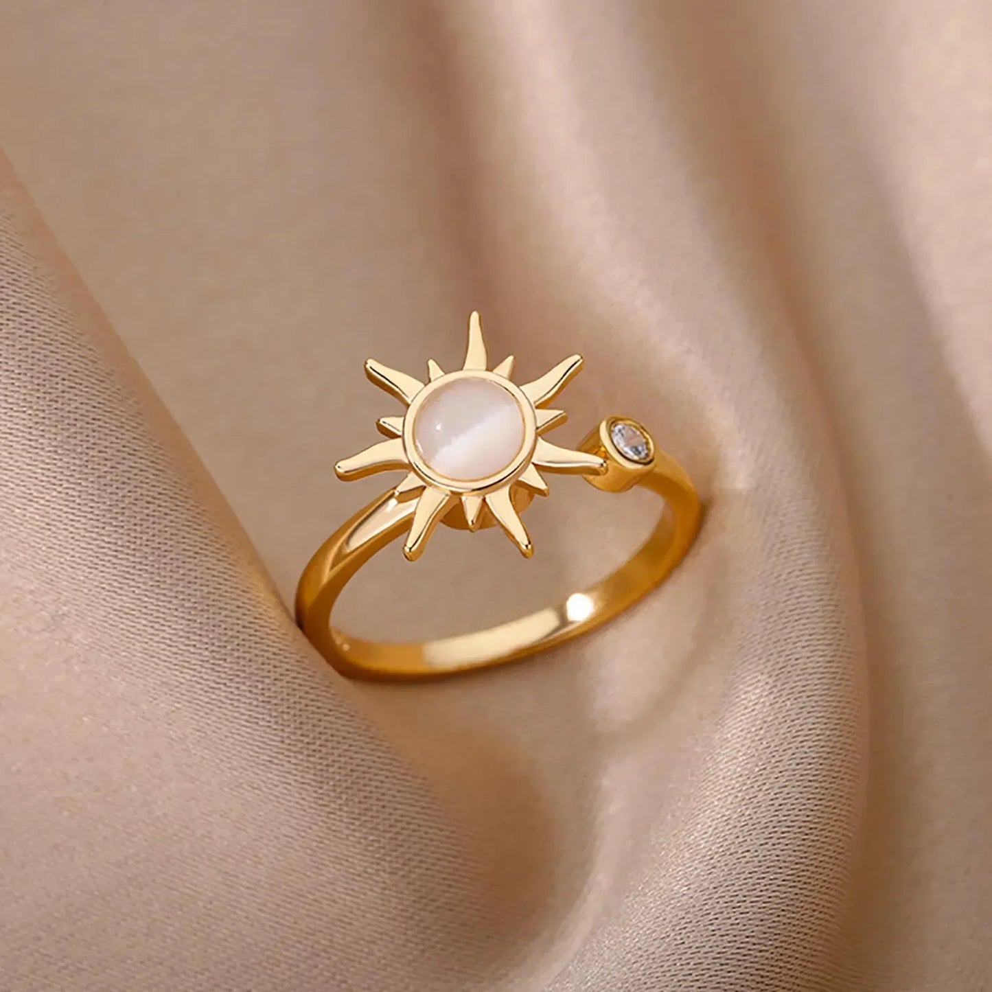 Women's Stainless Steel Heart Ring Gold Waterproof