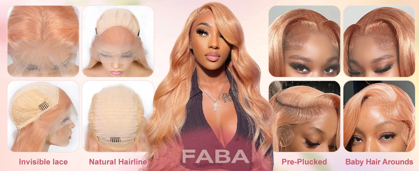 FABA Baby Pink Lace Front Human Hair Wig Body Wave Human Hair Wigs 13x4 Lace Frontal Wig Human Hair with Baby Hair For Women