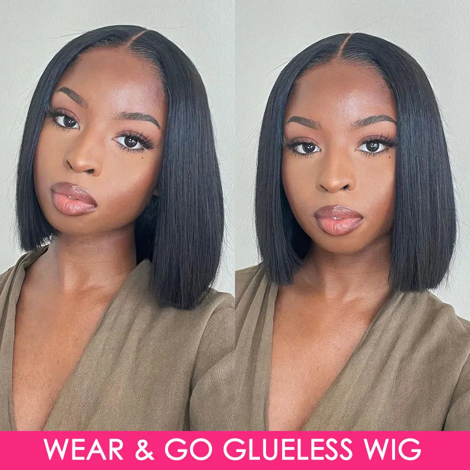Wear & Go Bob Wig – Straight Glueless Human Hair