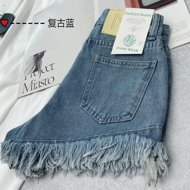 2025 High-waisted Slim Tassel White Denim Raw Shorts Summer 2024 Hot Girl Design New Womens Jean Shorts Шорти