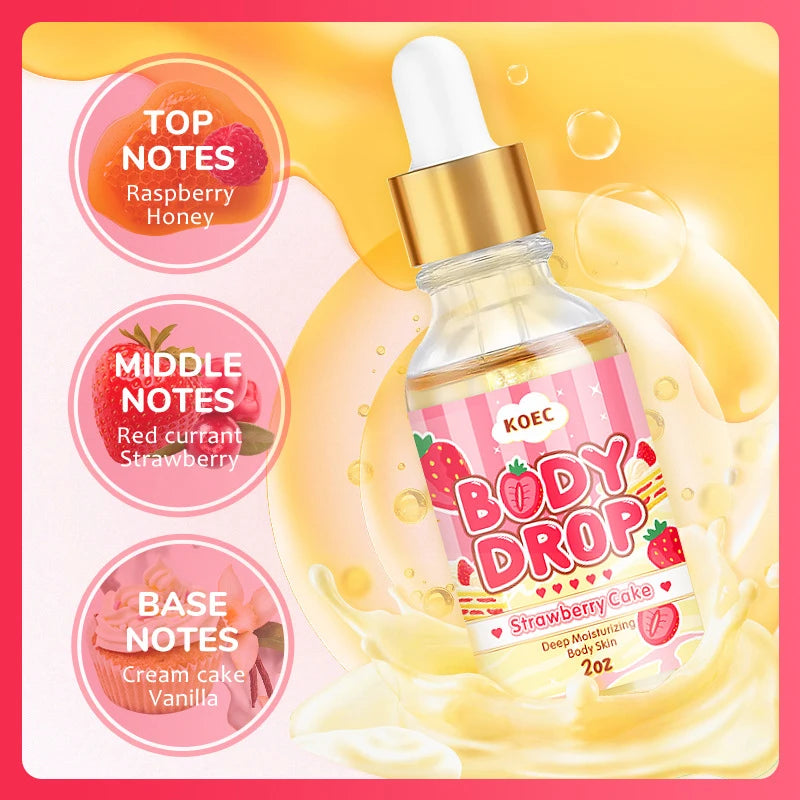Strawberry Body Cream& Oil Set Moisturizing Nourishing Hydrating Body Lotion Essential Body Glaze Vanilla Fragrance Massage Oil