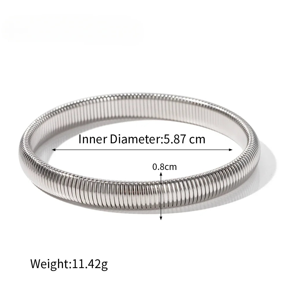 Stainless Steel Texture Flex Snake Chain Cuff Bracelet