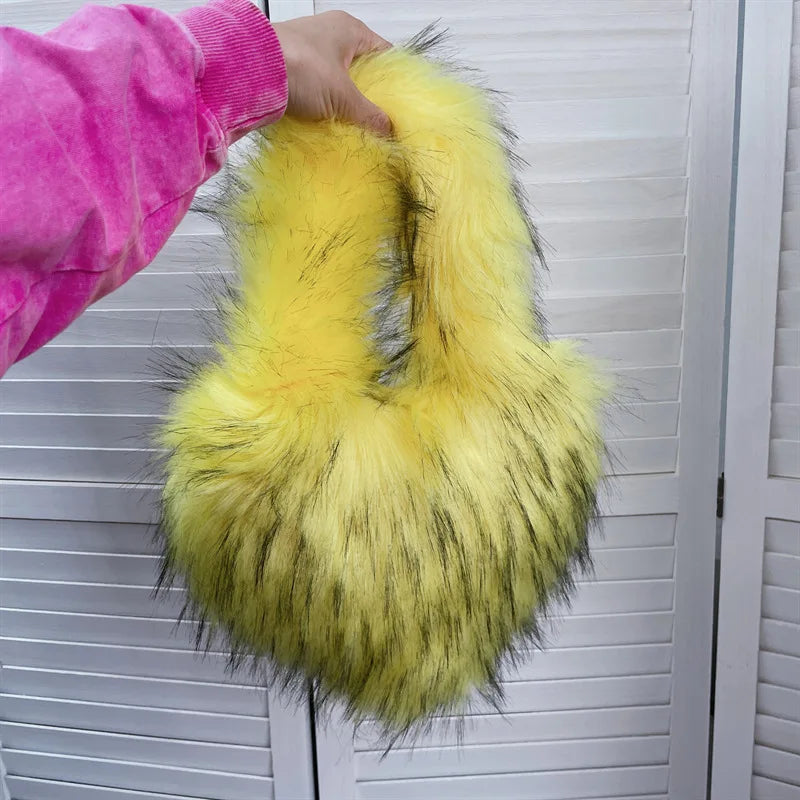 Fluffy Plush Heart Shaped Women bags