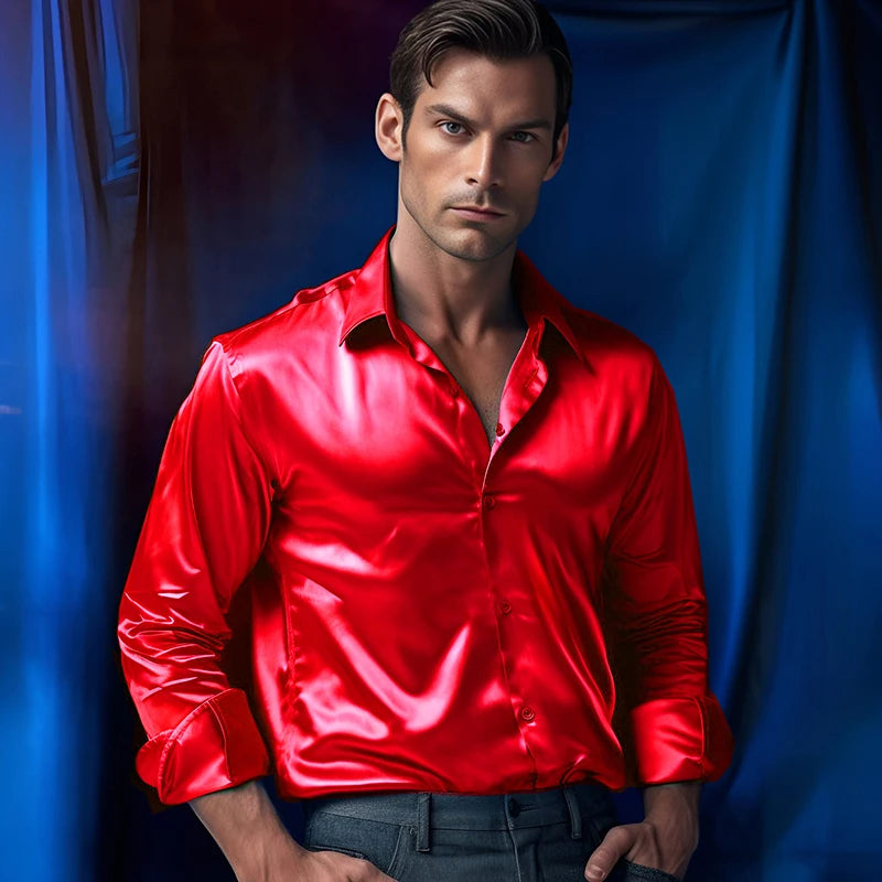 Men's Luxury Satin Dress Shirt