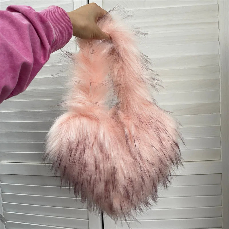 Fluffy Plush Heart Shaped Women bags