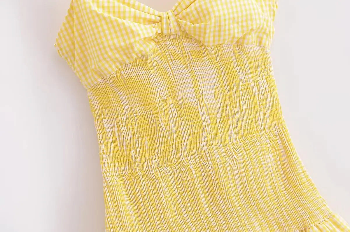 French gentle suspender dress female summer elastic waist backless fashion pure desire short suspender dress