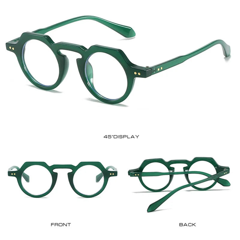 Ins Popular Fashion Small Round Sunglasses Women Retro Rivets Decoration Shades Eyeglasses UV400 Men Clear Lens Sun Glasses 2025