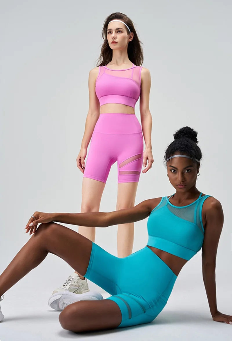 Cloud Hide SEXY Mesh Sports Bra Fitness Underwear Yoga Crop Tank Top HOT Girl Vest Athletic Shockproof Shirt Running Sportswear