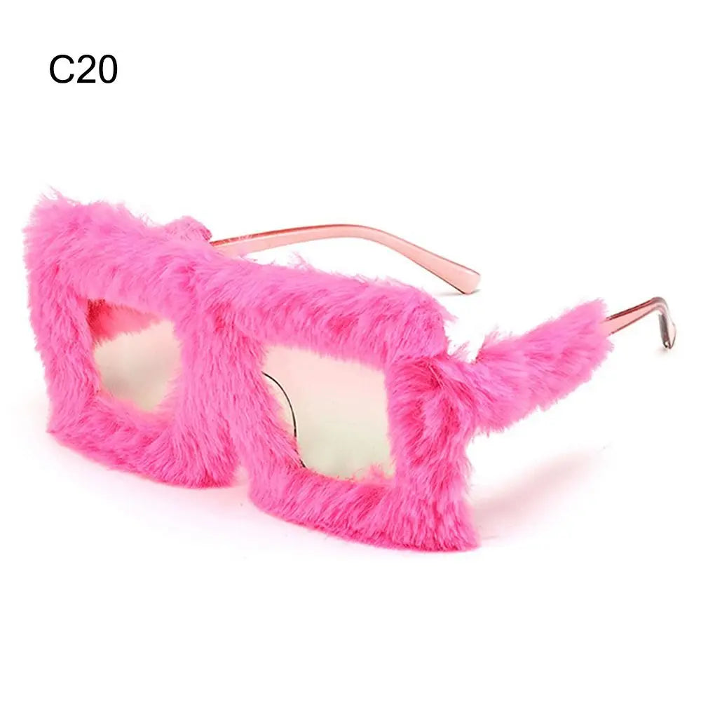 Oversized Square Women Sunglasses New Fashion Furrry Frame Gradient Shades Eyewear Retro Brand Design Winter Sun Glasses 2025