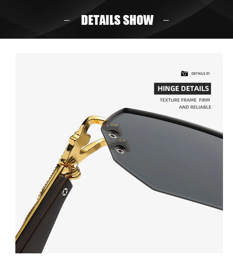 Small Frame Hexagon Rimless Sunglasses Men Retro Frameless Sun Glasses for Women 2025 Luxury Brand Square Eyewear UV400 Shades
