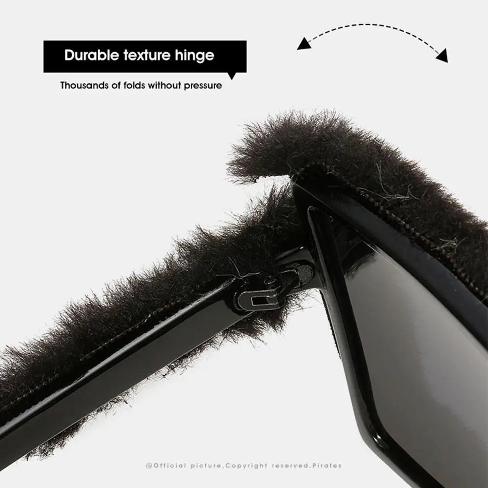 Oversized Square Women Sunglasses New Fashion Furrry Frame Gradient Shades Eyewear Retro Brand Design Winter Sun Glasses 2025
