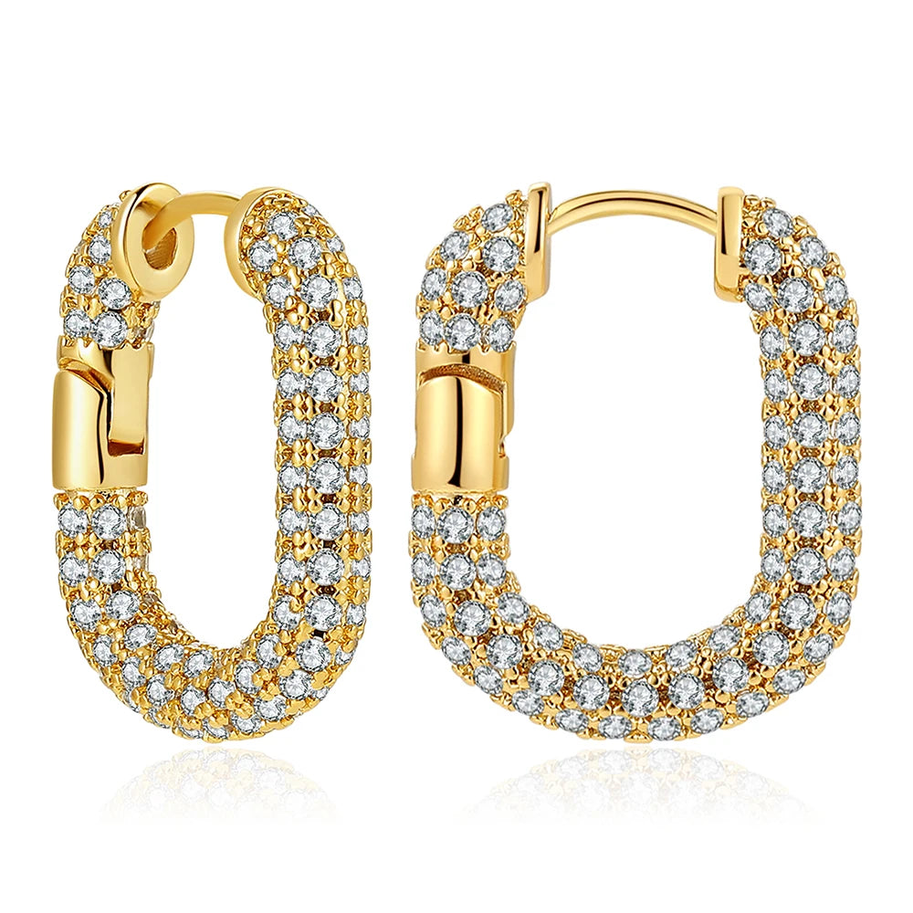 Zircon Round Huggie Hoop Earrings