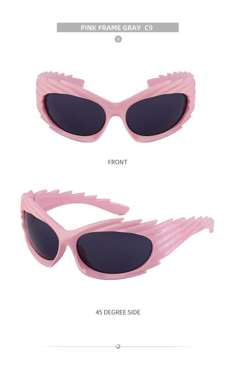 Y2k Spiked Goggles Sunglasses Women Men 2025 Trends Punk Sun Glasses For Male Retro 2000's Wrap Around Steampunk Sunglass Shades