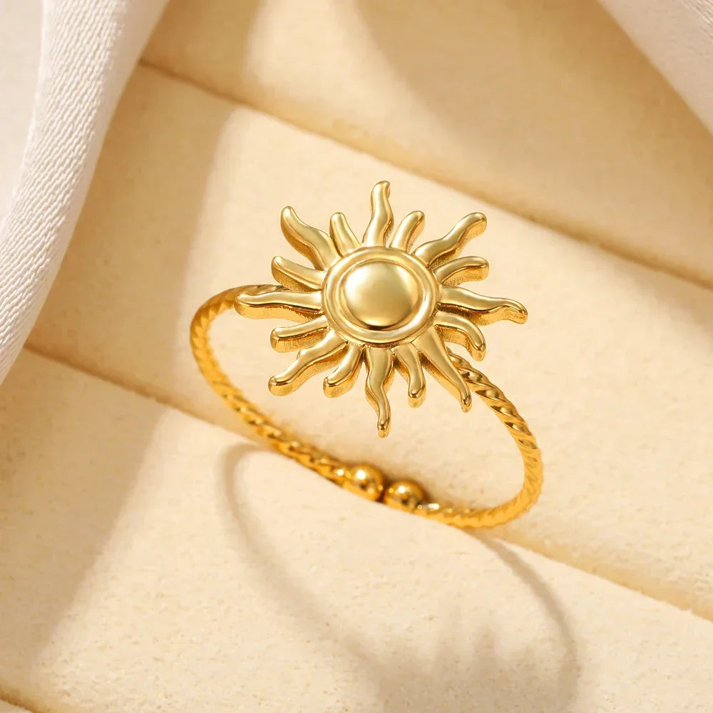 Women's Stainless Steel Heart Ring Gold Waterproof