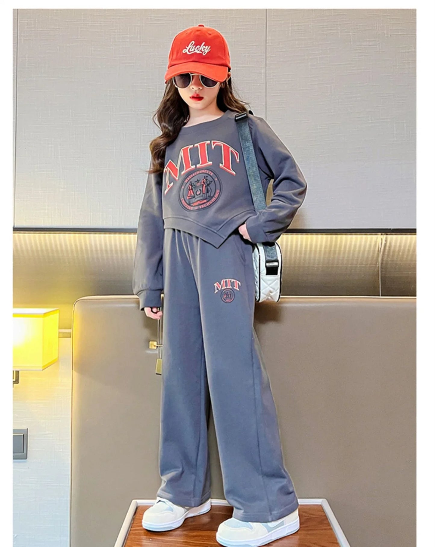 2025 autumn spring kid Girls Clothes Suit Child irregular letter sweatshirt t-shirt top and loose pant Tracksuit 4 8 10 12 year
