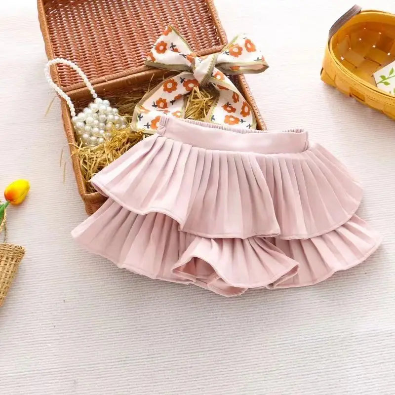2025 new spring autumn summer Girls Kids T-shirt+short skirt sets comfortable cute baby Clothes Children Clothing