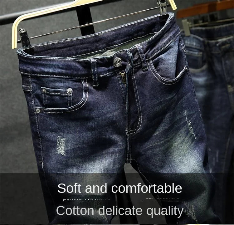 New Spring Autumn Korean Fashion Stretch Denim Boys Boyfriend Jeans Designer Clothes Skinny Trousers Male Slim Blue Ripped Pants