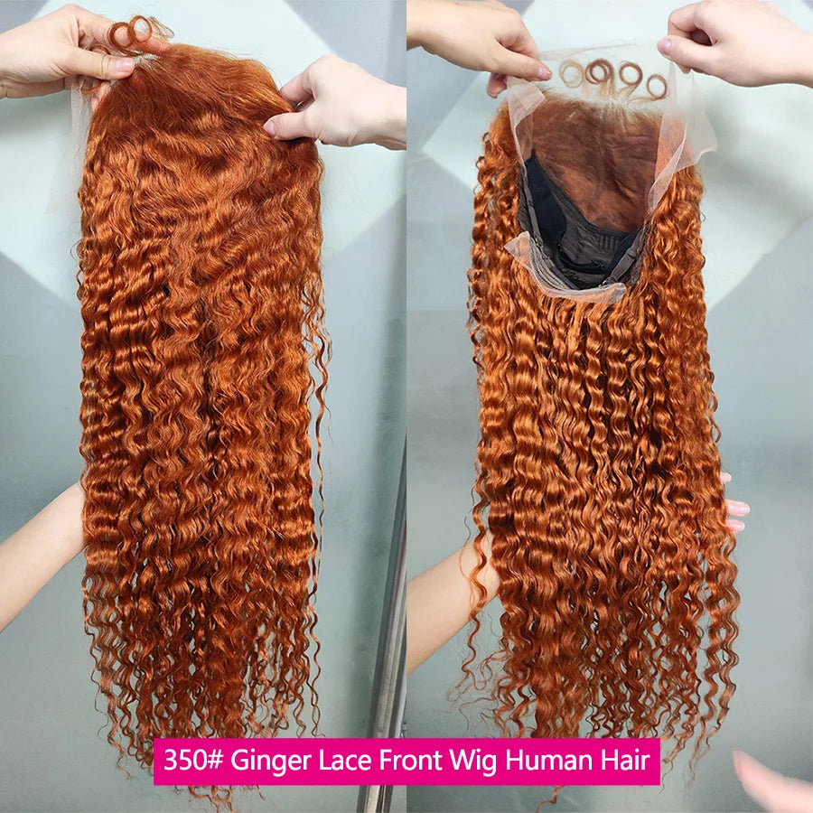 210 Density Burgundy 13x6 HD Lace Frontal Human Hair Wig 30Inch Water Wave Human Hair Wig 12A Ginger Lace Front Wig Human Hair