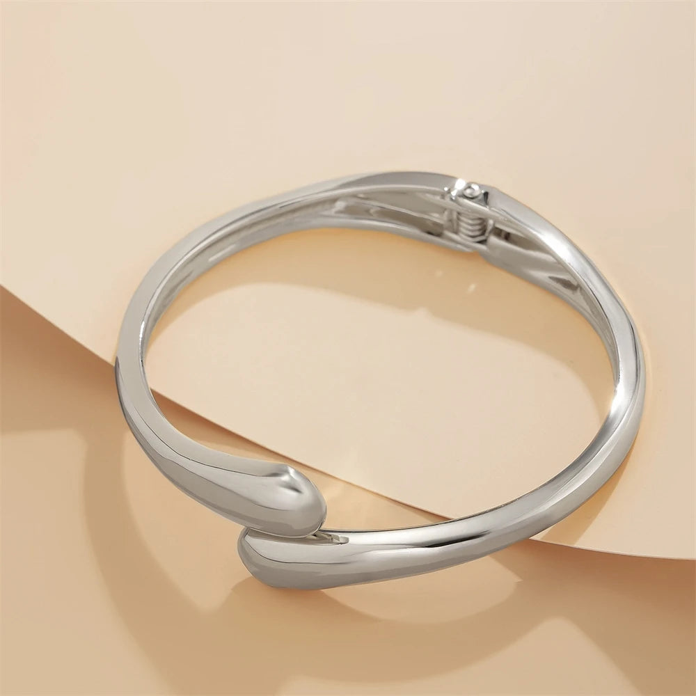 Women's Chunky Metal Bangle Gold Silver Twisted Cuff