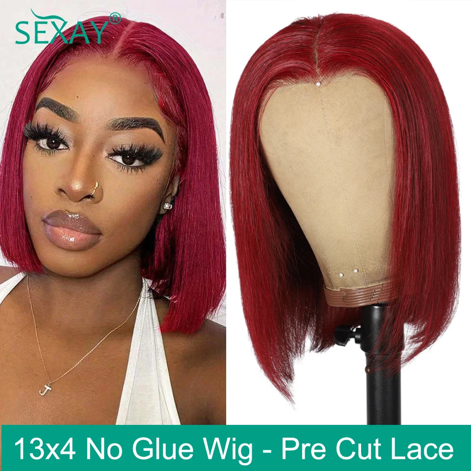 Short Bob Wig 8-14 Inch Pink Color Human Hair Wigs Pre Plucked 13x4 Ear To Ear Transparent Lace Frontal Pre Cut Short Bob Wig