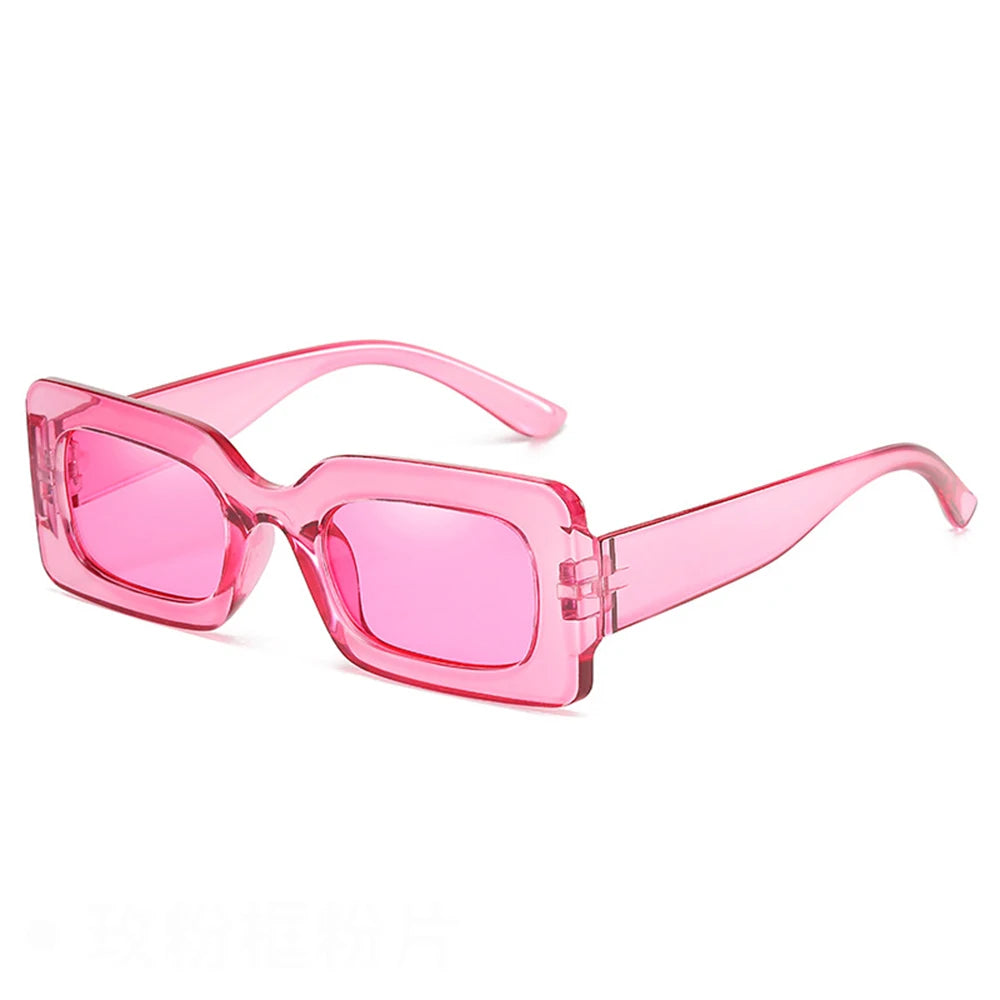 KLASSNU Women Candy Color Retro Sunglasses Large Square Frame Sun Glasses 2025 Trendy Party Eyepiece Anti UV400 Sun Shades