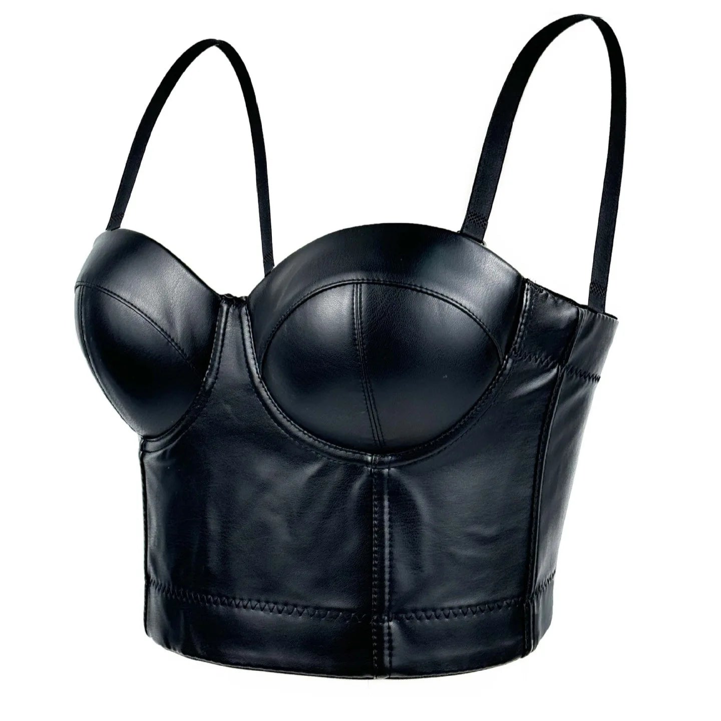 Women's Corset Punk Goth Leather Bustier Crop Top Party Clubwear Sexy Tops with Bra Korset Lingerie Female Clothing 2025 Summer