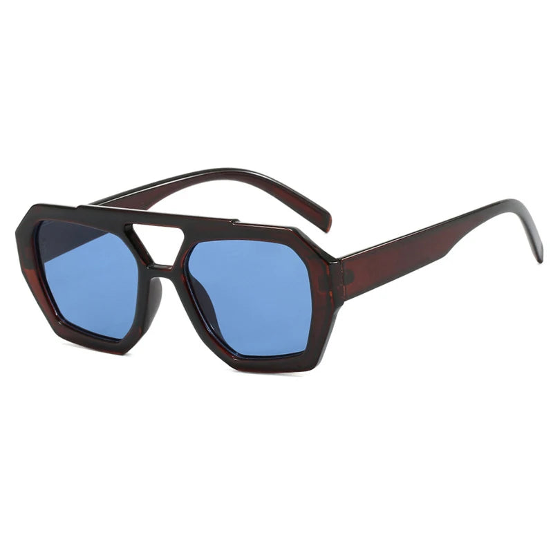 Vintage Square Sunglasses Thick Frame Double Bridge
