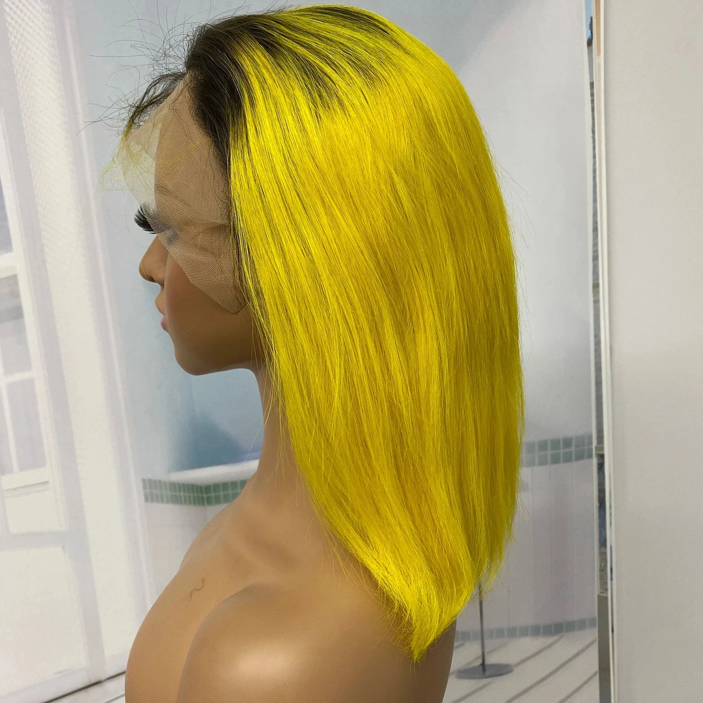 Mint Green Bob Wig Human Hair 200% Density 13x4 Transparent Straight Lace Front Wigs Pre Plucked with Baby Hair for Black Women