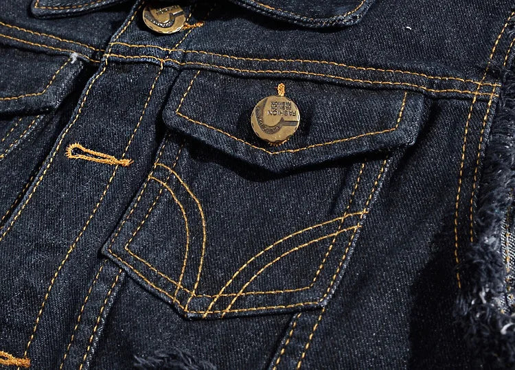 2025 Men's Fashion Jeans Sleeveless Jacket Vest Male Black Blue Denim Jeans Vest Man Cowboy Outdoors Waistcoat Mens Jacket Vest