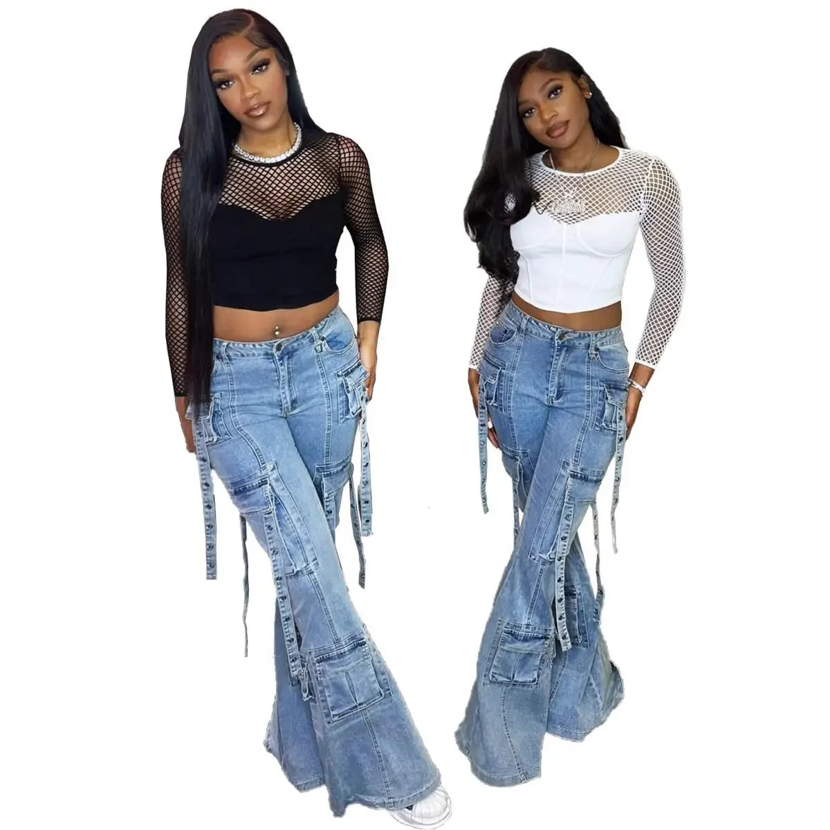 Y2K Women Flare Jeans Zipper Fly Stretchy Cargo Pants 2024 Autumn New Popular Streetwear Sexy Club Party Denim Pants Outfits