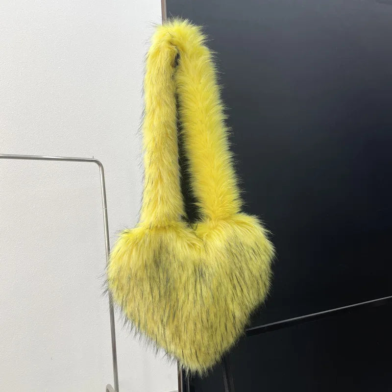Fluffy Plush Heart Shaped Women bags