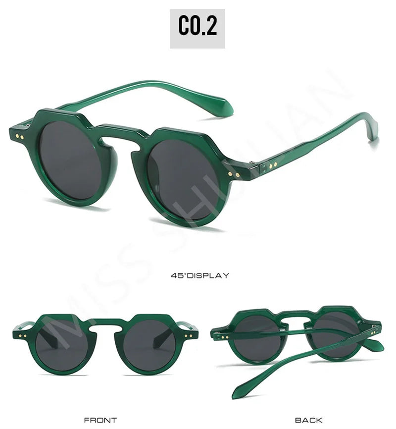 Ins Popular Fashion Small Round Sunglasses Women Retro Rivets Decoration Shades Eyeglasses UV400 Men Clear Lens Sun Glasses 2025